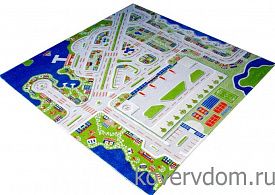 Детский развивающий игровой рельефный 3D ковер с городом и дорогами Городок арт.200Х200