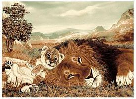 Ковер с рисунками Фауна 50544 Лев и львенок