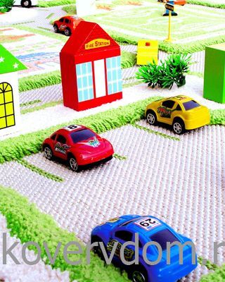 Детский развивающий игровой рельефный 3D ковер Городской Траффик арт.160Х230 зеленый Детский развивающий игровой рельефный 3D ковер Городской Траффик арт.160Х230 зеленый