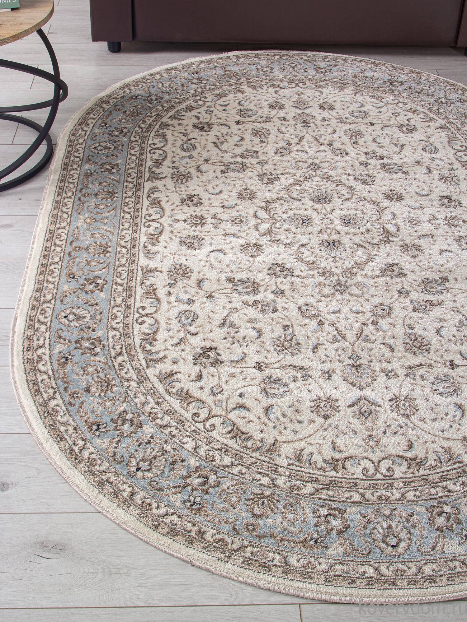 Ковер VALENCIA DELUXE F014 CREAM-L.BLUE Овал Ковер VALENCIA DELUXE F014 CREAM-L.BLUE Овал