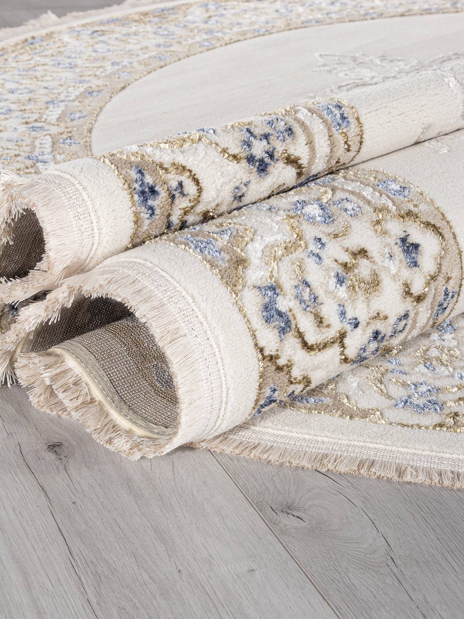 Ковер ESSA 27236A CREAM / BLUE Овал Ковер ESSA 27236A CREAM / BLUE Овал